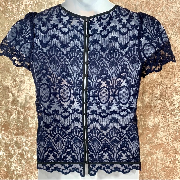 Joie Navy Lace Lemaine Blouse - Picture 5 of 7